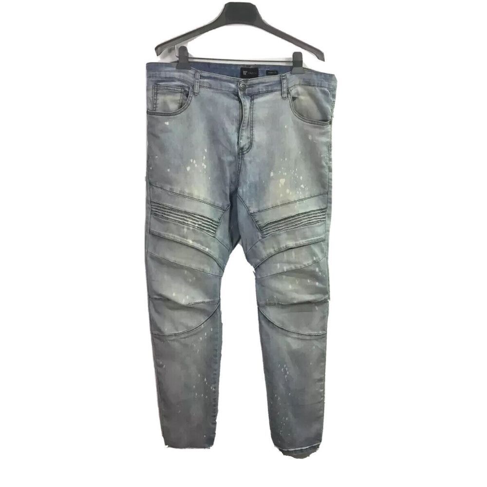 Waimea Skinny Fit Jeans Mens Size 40X32 stretch Blue denim Distressed Bleached